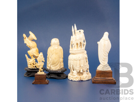 Collection of Five Carved Bone Figures
