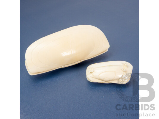 Pair of Graduated Chinese Bone Shell Form Carvings