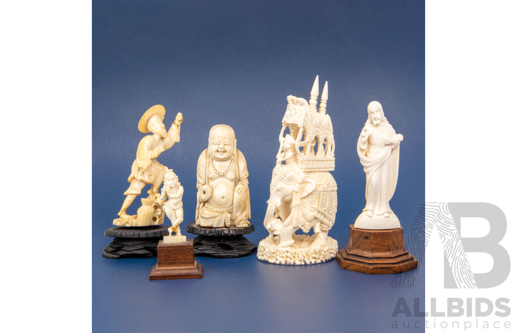 Collection of Five Carved Bone Figures