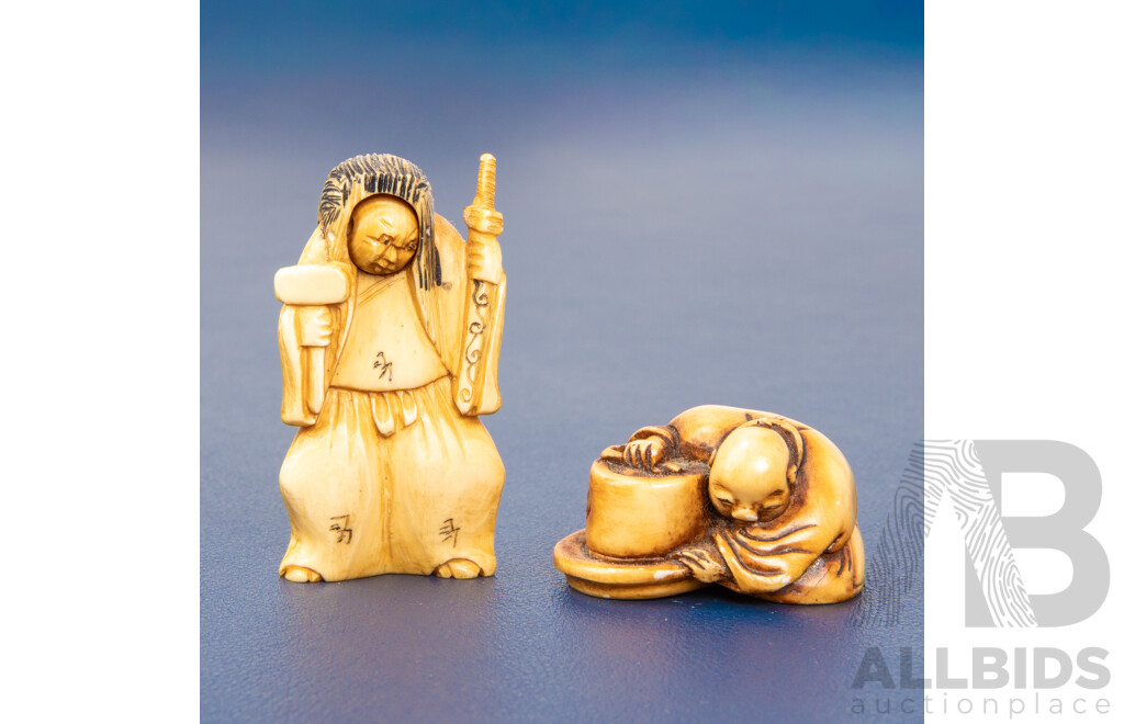 Pair of Vintage Japanese Netsuke Figures
