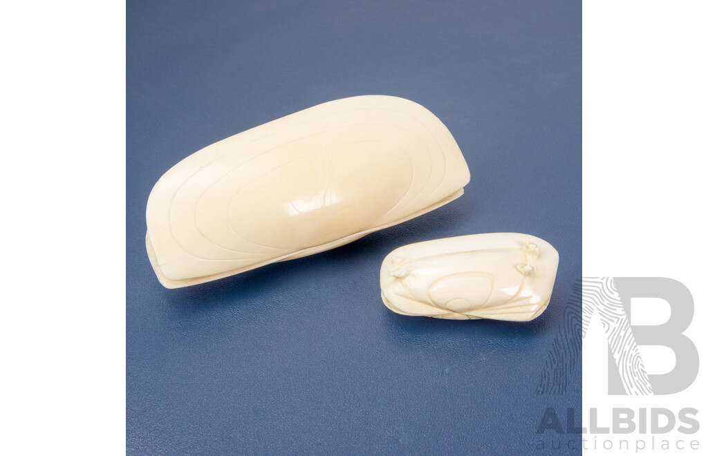 Pair of Graduated Chinese Bone Shell Form Carvings