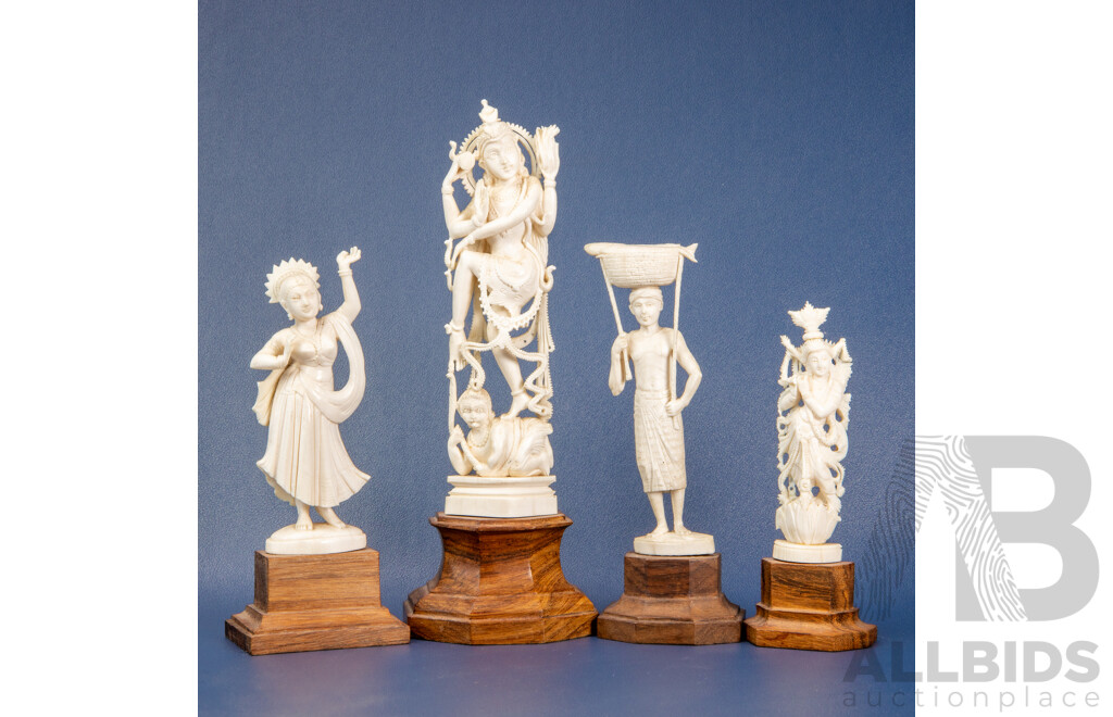 Collection of Four Carved Bone Figures