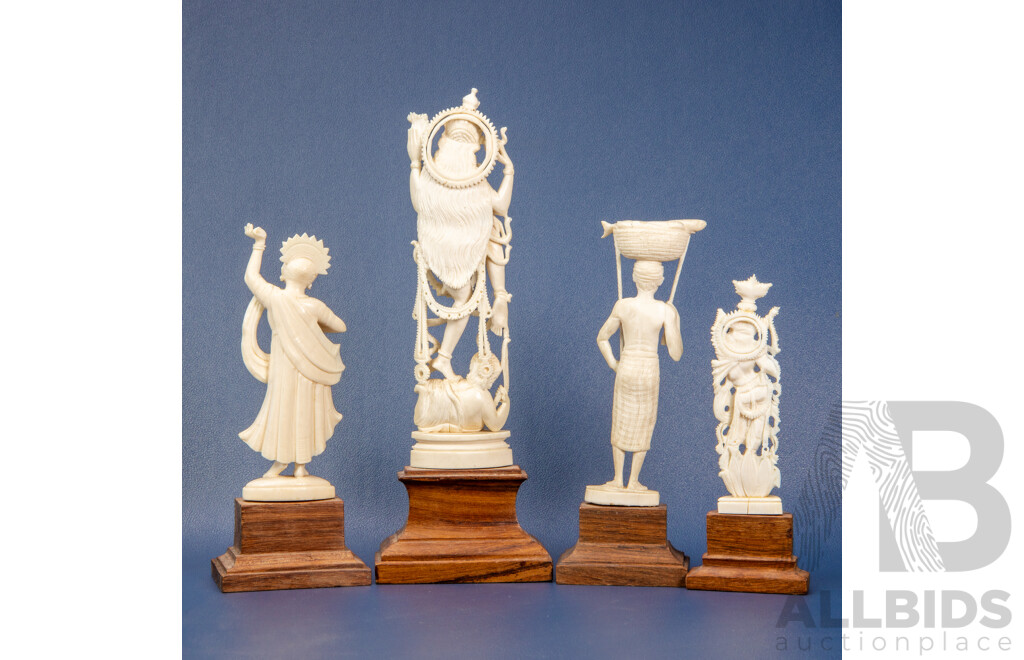 Collection of Four Carved Bone Figures