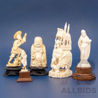 Collection of Five Carved Bone Figures