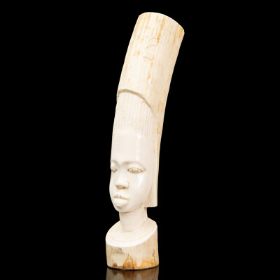 Large Carved African Horn