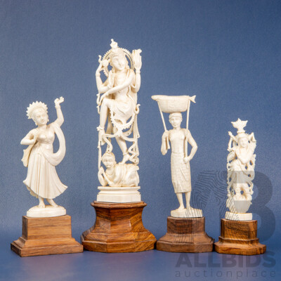 Collection of Four Carved Bone Figures