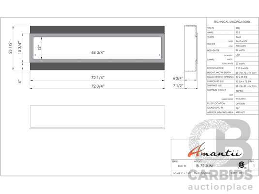 1661755 · Amantii BI-72-SLIM Panorama Slim Electric Fireplace (BI-72-SLIM)
