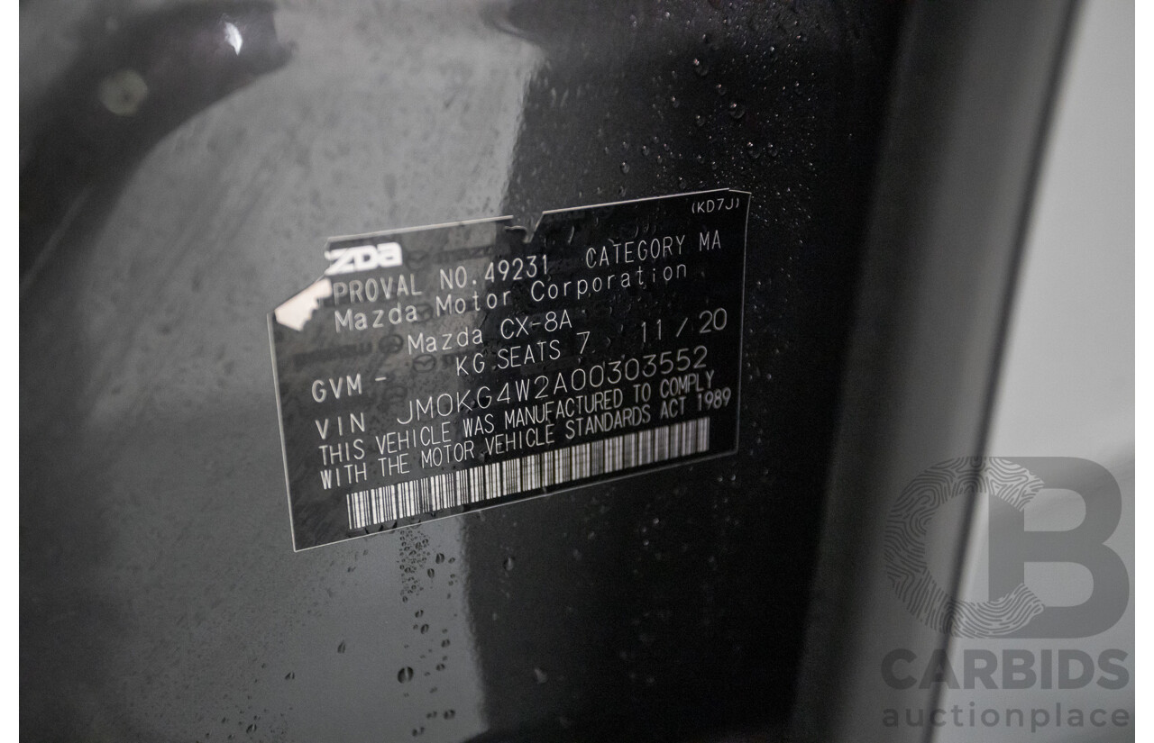 11/2020 Mazda CX-8 Asaki (AWD) CX8C 4d Wagon Machine Grey Metallic Turbo Diesel 2.2L - 7 Seater