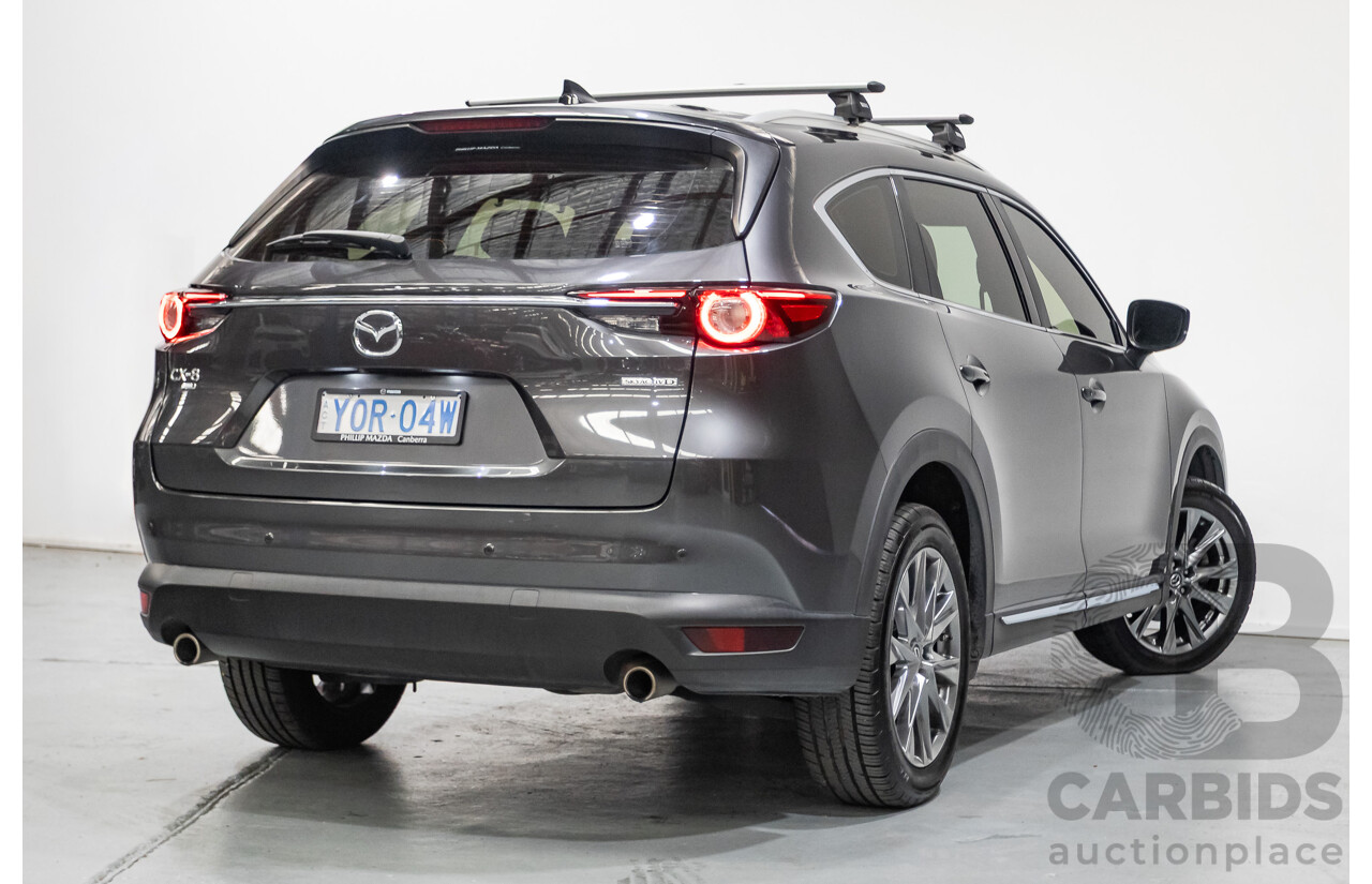 11/2020 Mazda CX-8 Asaki (AWD) CX8C 4d Wagon Machine Grey Metallic Turbo Diesel 2.2L - 7 Seater