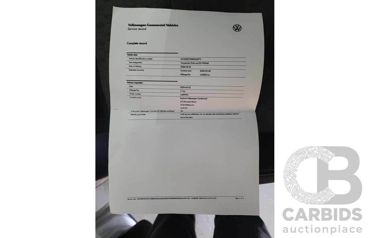 12/2025 Volkswagen Transporter TDI SWB Lite MY25 3d Van White Turbo Diesel 2.0L