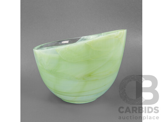 Kosta Boda Green Glass Swirl Bowl