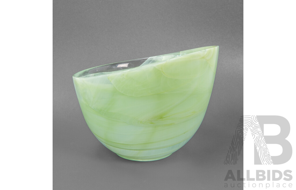 Kosta Boda Green Glass Swirl Bowl