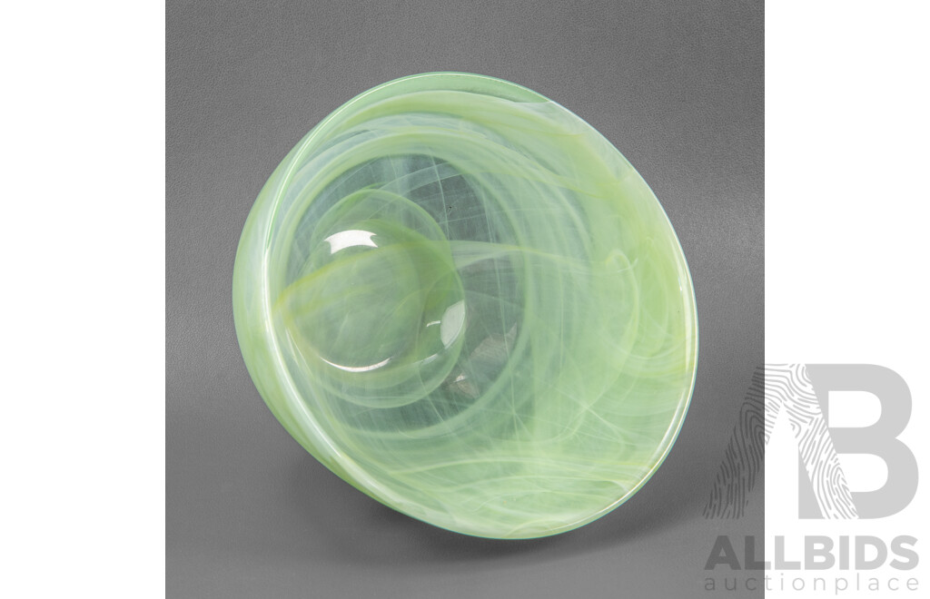 Kosta Boda Green Glass Swirl Bowl
