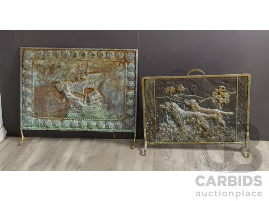 1662046 · Collection of Five Copper and Brass Fire Screens