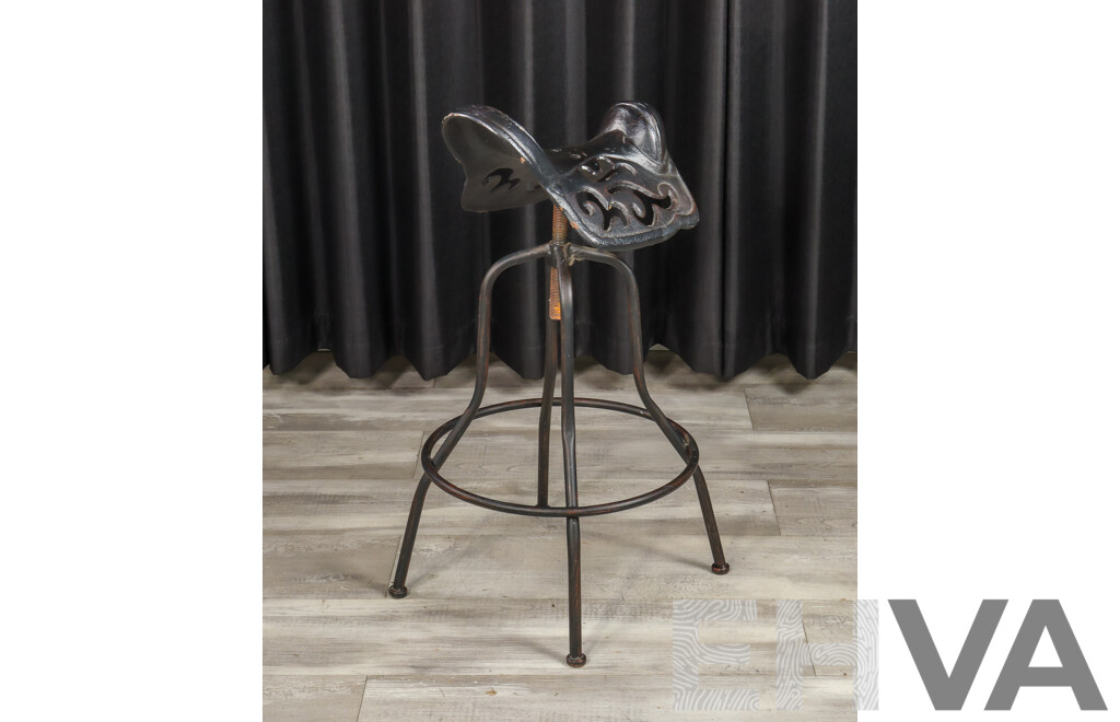 Rustic Cast Iron Saddle Bar Stool