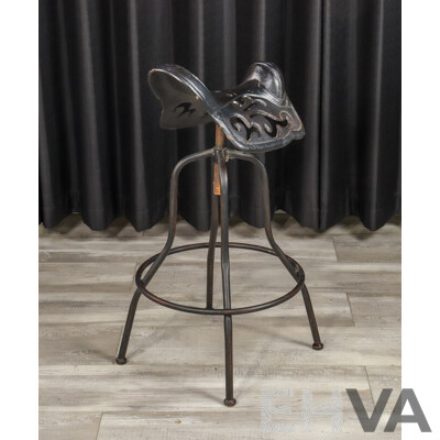 Rustic Cast Iron Saddle Bar Stool