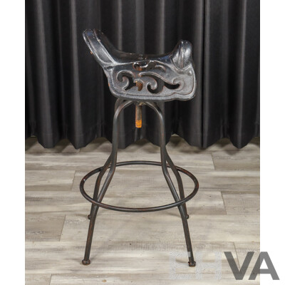 Rustic Cast Iron Saddle Bar Stool