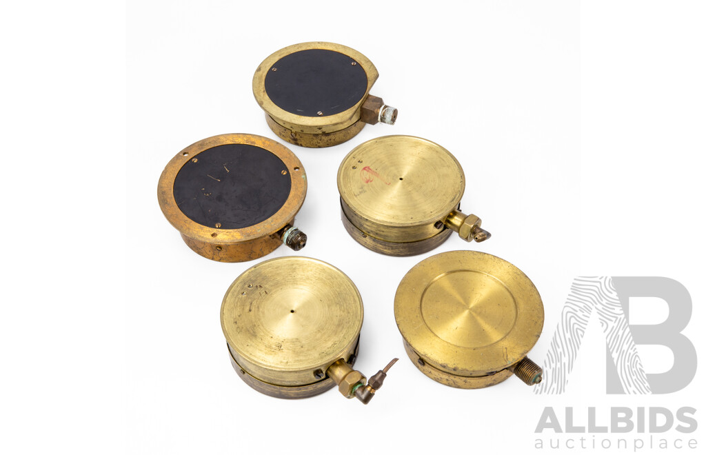 Collection of Five Small Pressure Gauges