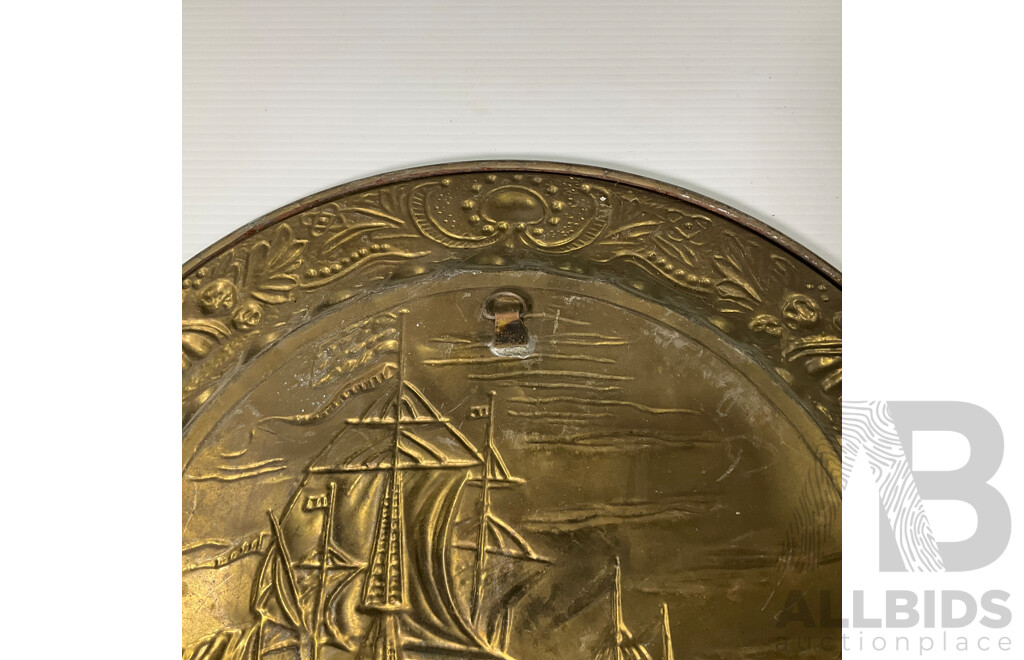 Collection of Seven Large Copper and Brass Decorative Wall Plates