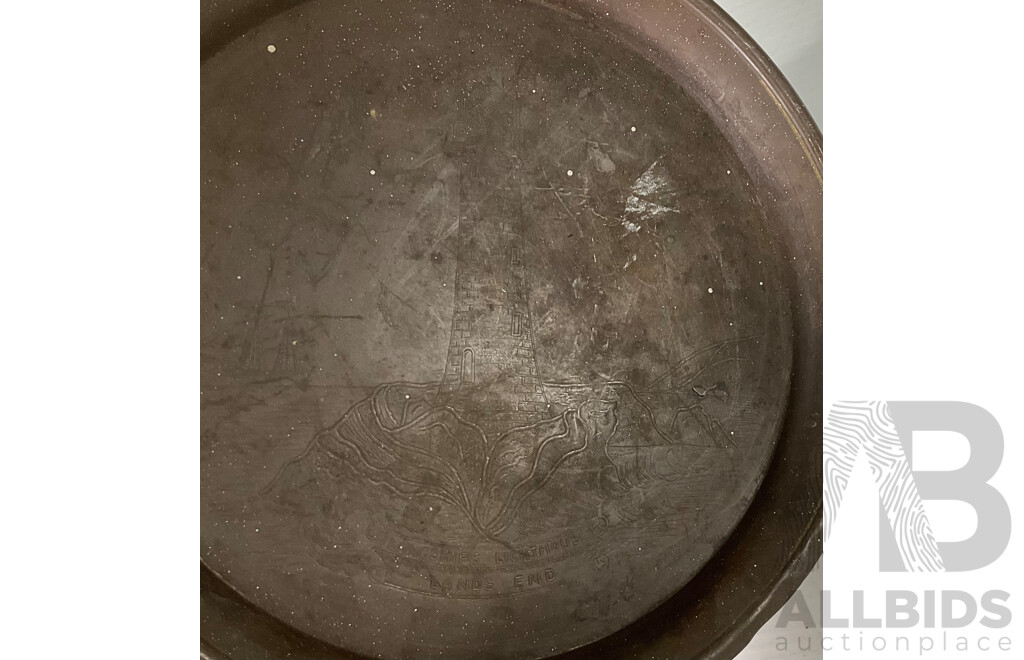 Collection of Seven Large Copper and Brass Decorative Wall Plates