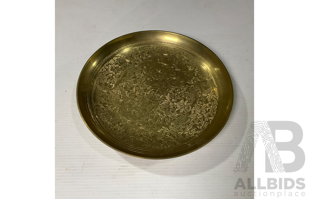 Collection of Five Brass Decorative Wall Plates and More