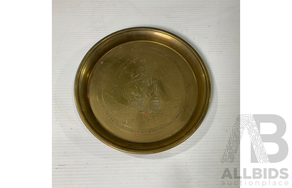 Collection of Five Brass Decorative Wall Plates and More