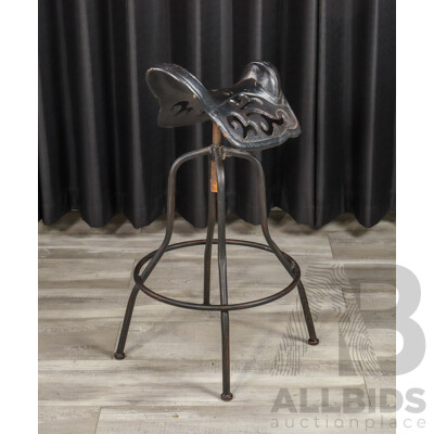Rustic Cast Iron Saddle Bar Stool