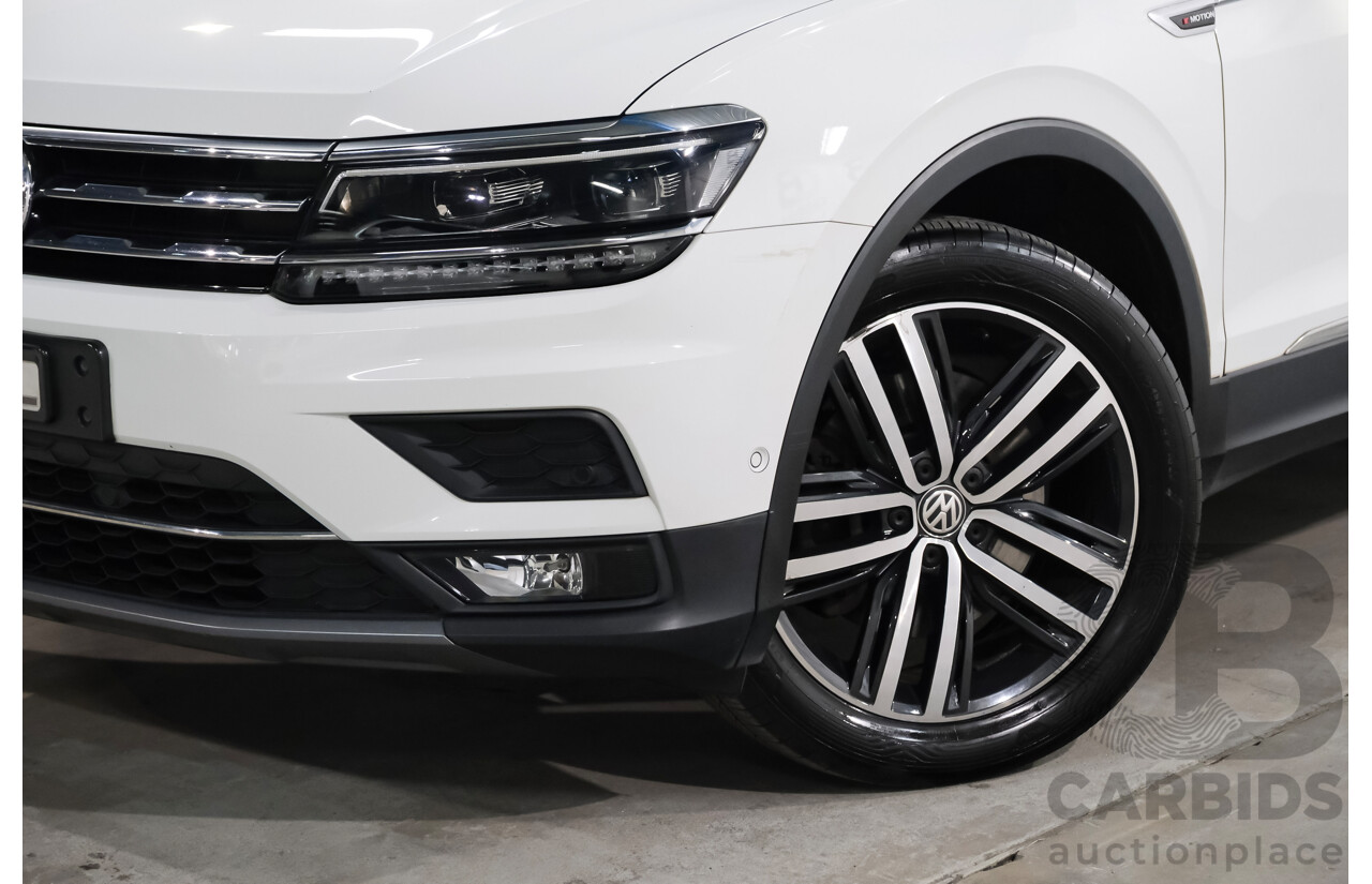 06/2018 Volkswagen Tiguan Allspace 162 TSI Highline (AWD) 5NA MY18 4d Wagon White Turbo Diesel 2.0L