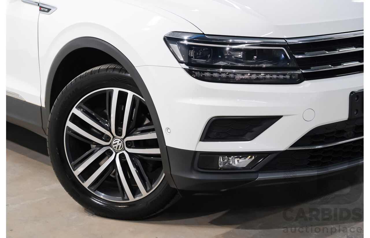 06/2018 Volkswagen Tiguan Allspace 162 TSI Highline (AWD) 5NA MY18 4d Wagon White Turbo Diesel 2.0L