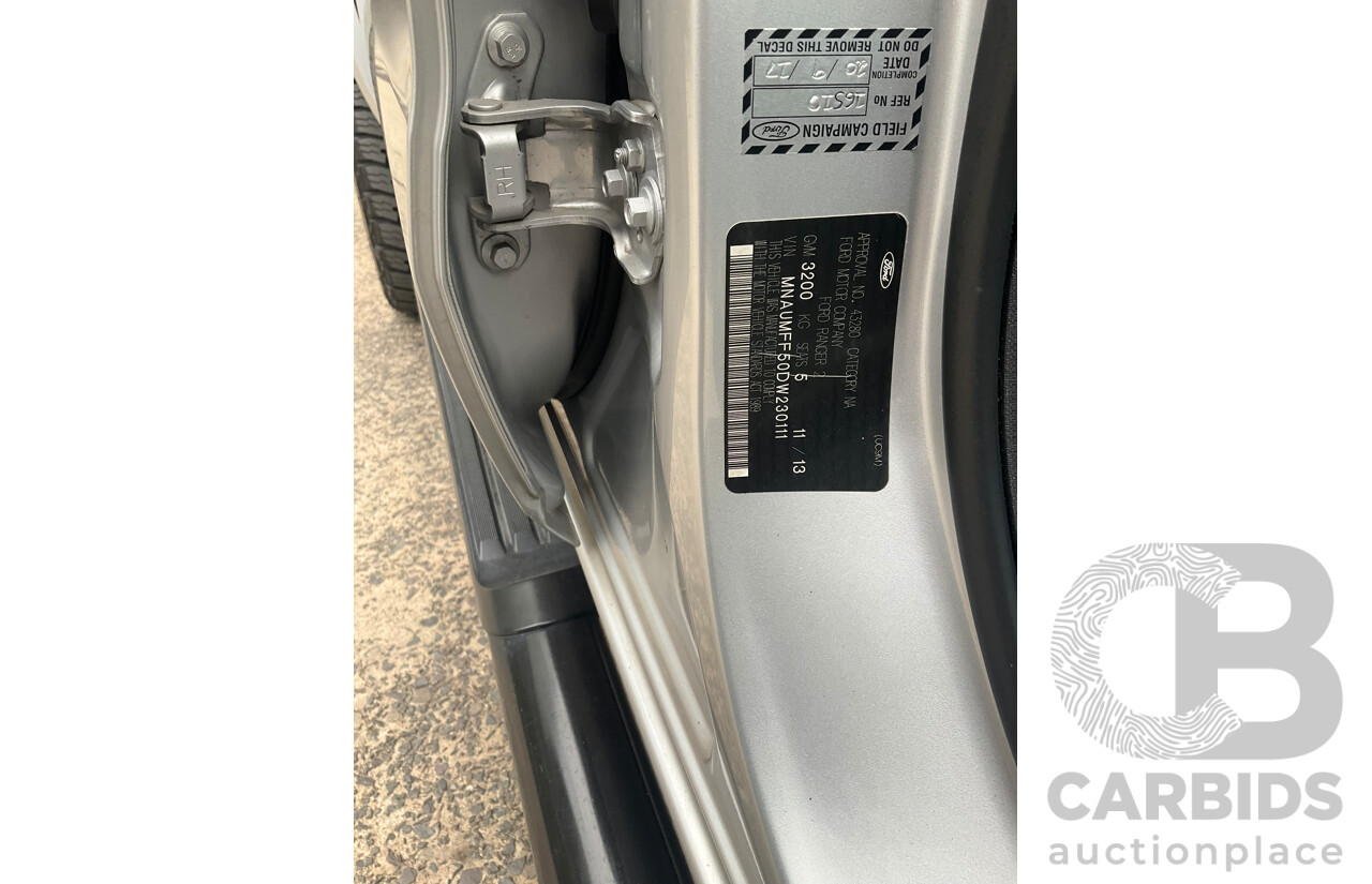 11/2013 Ford Ranger XLT 3.2 HI-RIDER (4x2) RWD PX Crew Cab P/Up Highlight Silver 3.2L