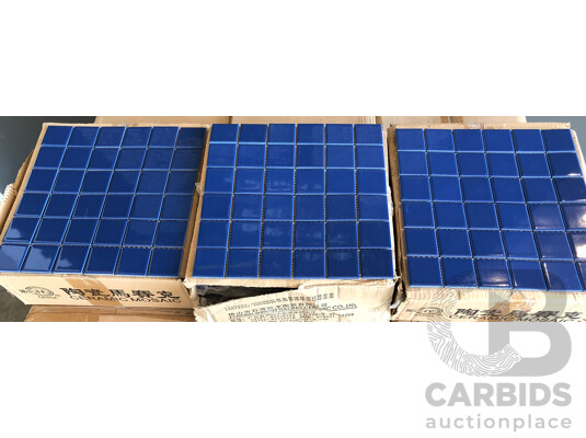 Caihua Dark Blue Gloss 48mm X 48mm Porcelain Glazed Mosiac Tiles - 50.49m2 - Brand New - ORP $3786.75