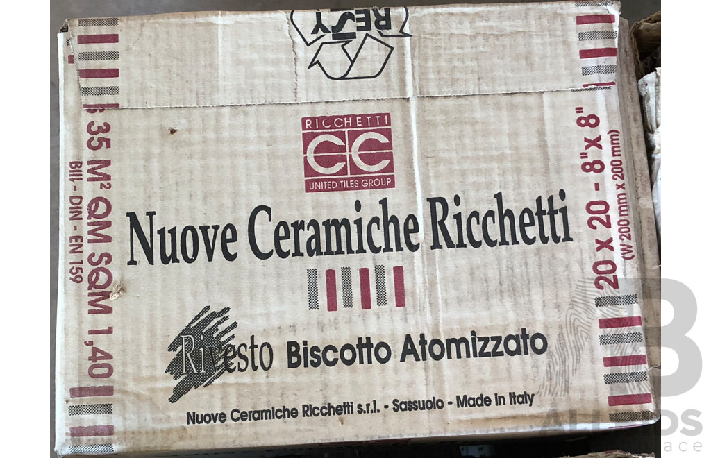 Richetti Todi Ghiaccio Gloss Italian 200mm X 200mm Ceramic Wall Tiles - 53.2m2 - Brand New - ORP $3458.00