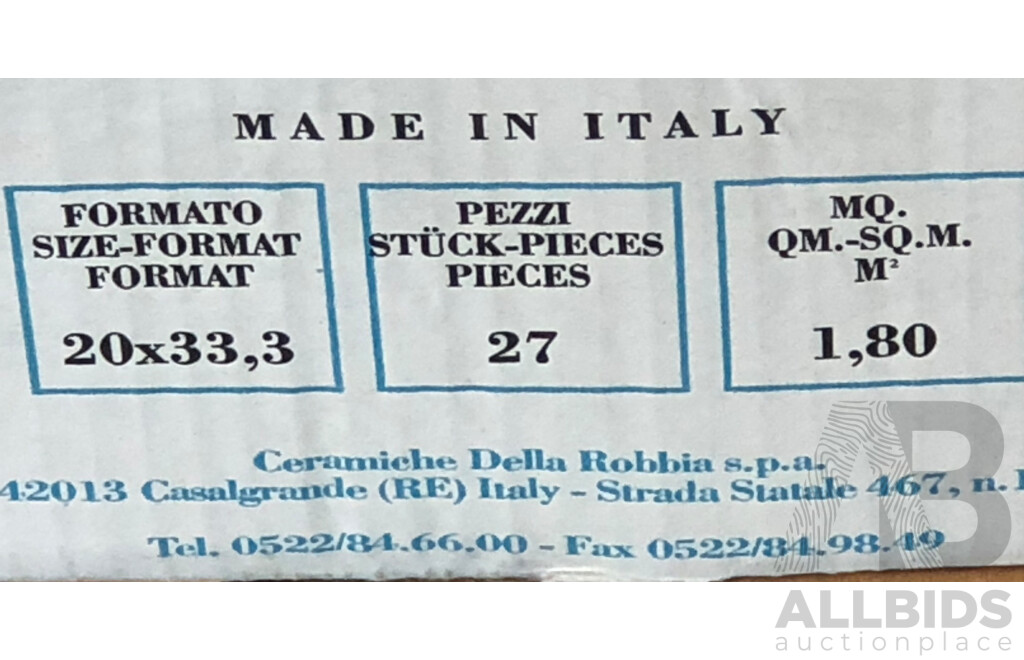 Azzuro Macauda Gloss Italian 200mm X 333mm Ceramic Wall Tiles - 27.0m2 - Brand New - ORP $1755.00
