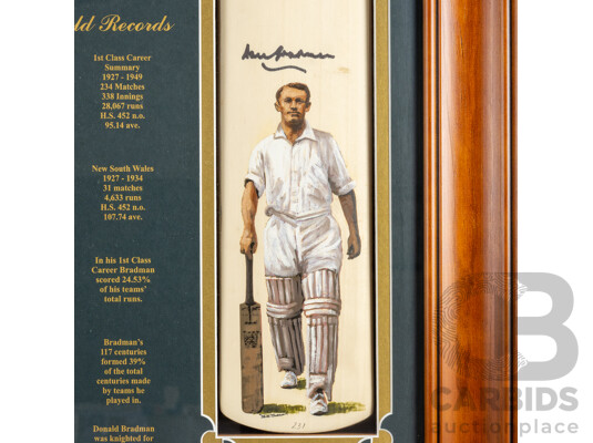 Limited Edition Sir Donald Bradman World Records Presentation Bat, No. 231/260