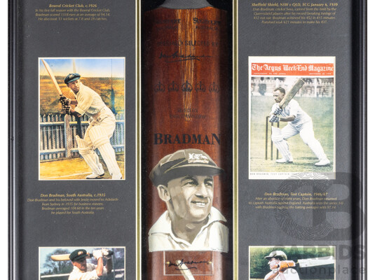Sir Donald Bradman Signed Cricket Bat Display, The Bradman Collection
