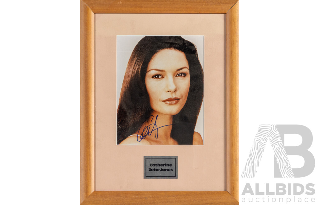 Signed Head Shot of Actress Catherine Zeta-Jones with COA, 46H x 36W cm (frame)