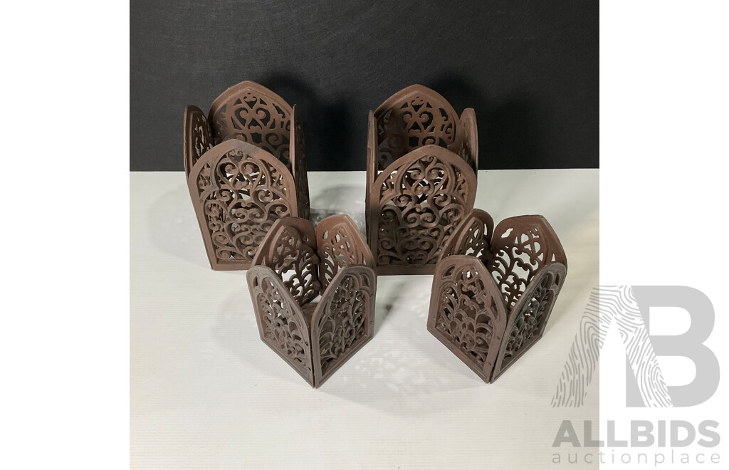 Set of Four Cast Iron Gothic Garden Columns