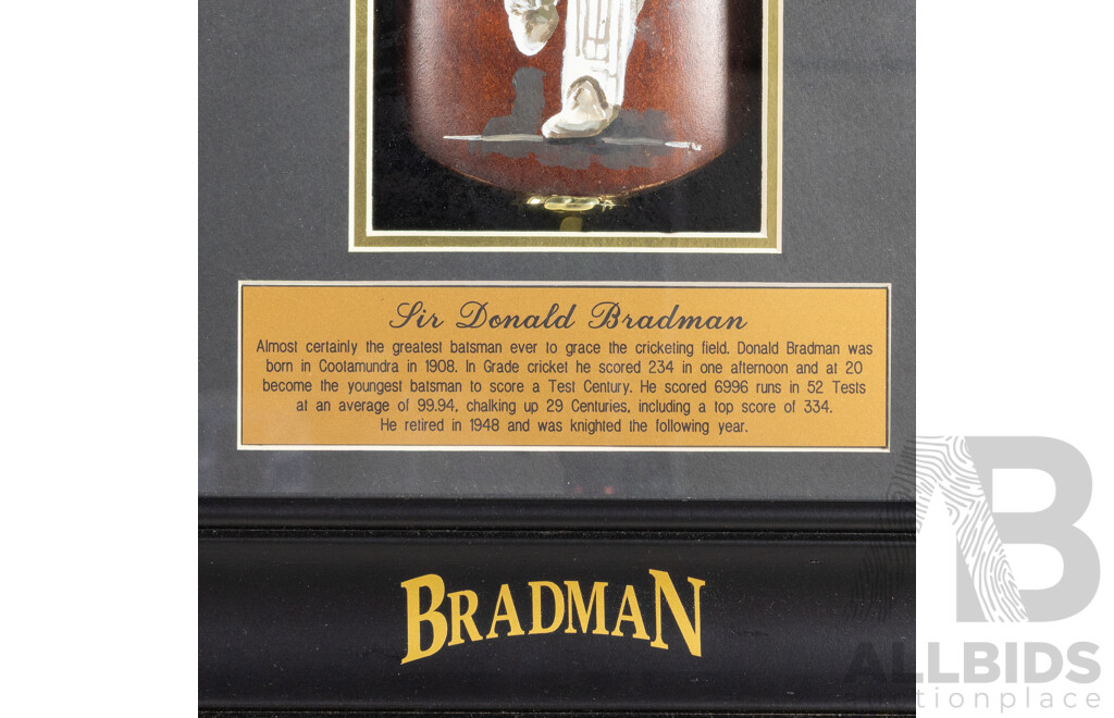 Sir Donald Bradman Signed Cricket Bat Display, The Bradman Collection