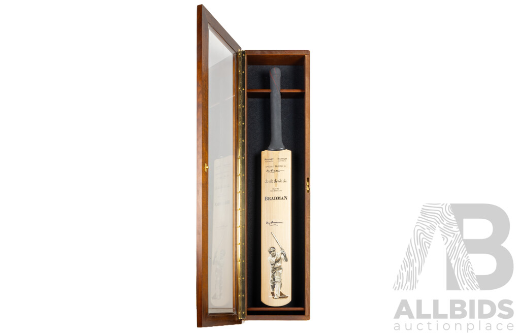 Sir Donald Bradman Signed Limited Edition Cricket Bat in Display Case, No. 3/30