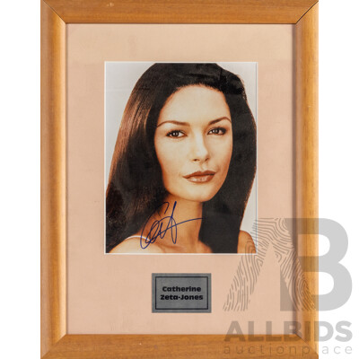 Signed Head Shot of Actress Catherine Zeta-Jones with COA, 46H x 36W cm (frame)