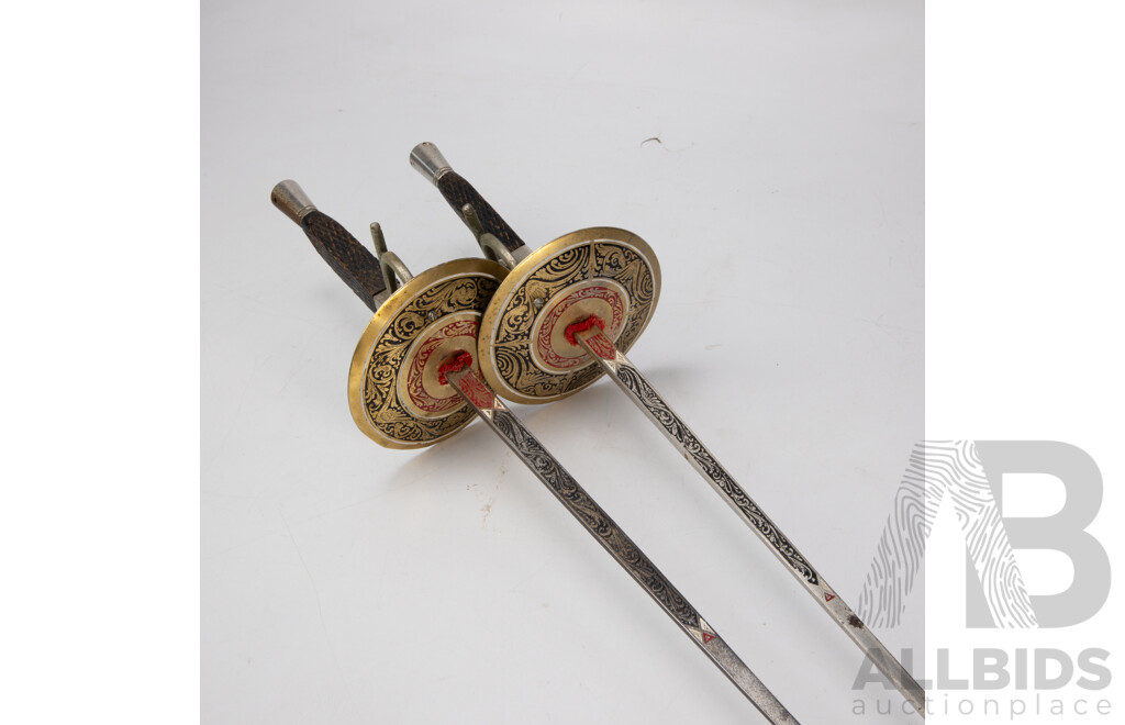 Pair of Decorative Etched Fencing Foils