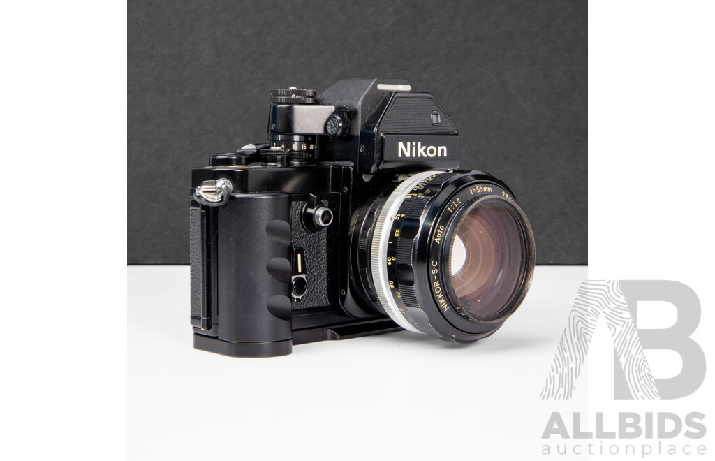Nikon F2 Photomic S 35mm Black SLR Camera with Nikkor S.C Auto 55mm F/1.2 Lens