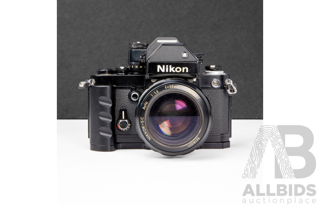 Nikon F2 Photomic S 35mm Black SLR Camera with Nikkor S.C Auto 55mm F/1.2 Lens