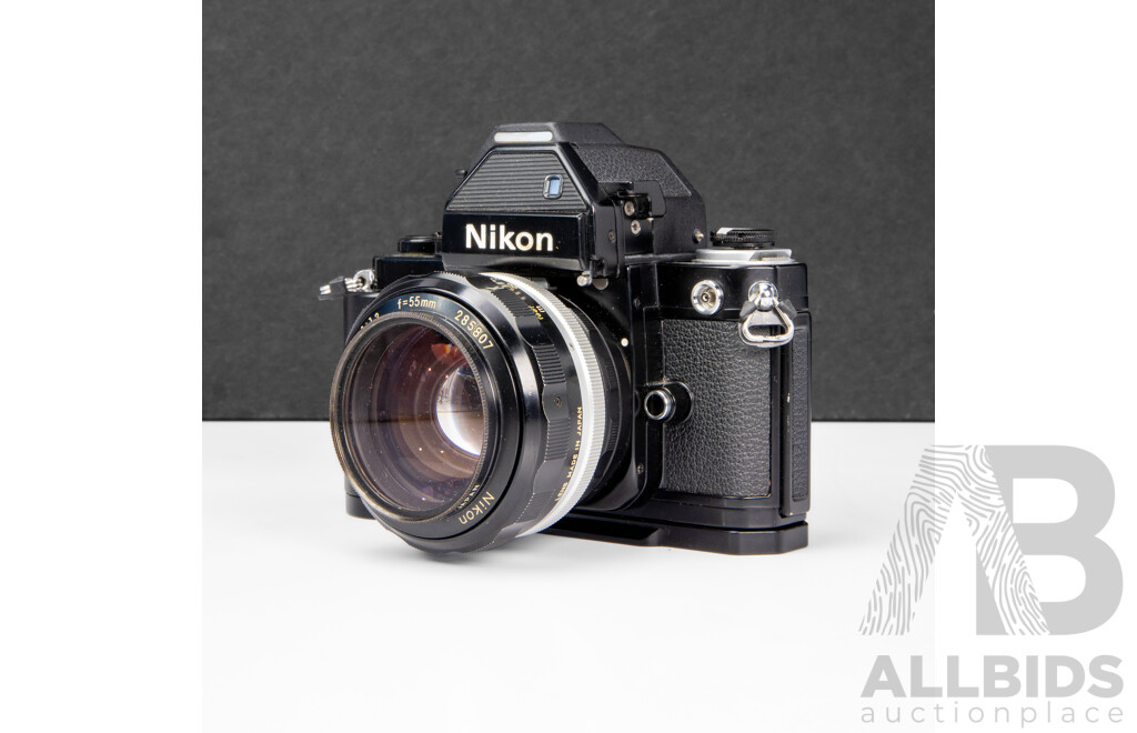 Nikon F2 Photomic S 35mm Black SLR Camera with Nikkor S.C Auto 55mm F/1.2 Lens