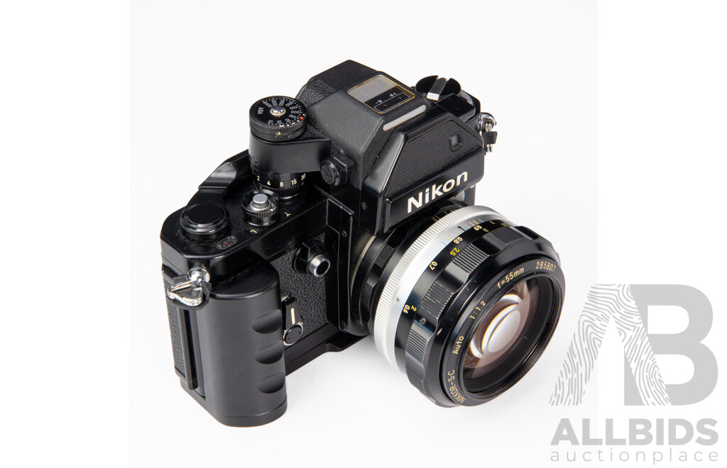 Nikon F2 Photomic S 35mm Black SLR Camera with Nikkor S.C Auto 55mm F/1.2 Lens
