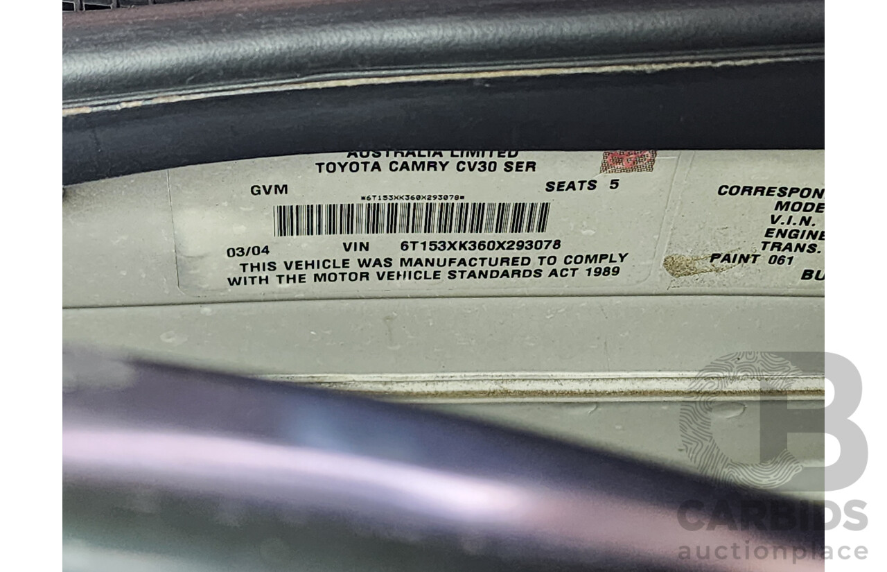 03/2004 Toyota Camry Sportivo MCV36R 4d Sedan White 3.0L