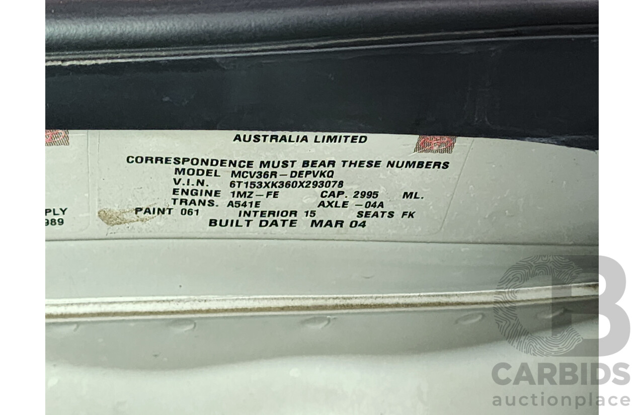 03/2004 Toyota Camry Sportivo MCV36R 4d Sedan White 3.0L