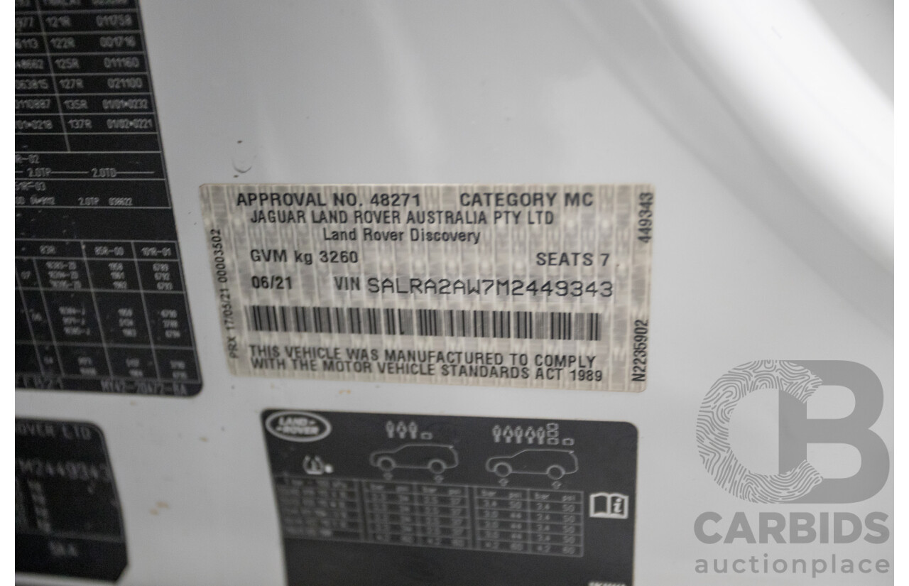 6/2021 Land Rover Discovery D300 SE (AWD) L462 MY21 4d Wagon Fuji White Twin Turbo Diesel 3.0L - 7 Seater