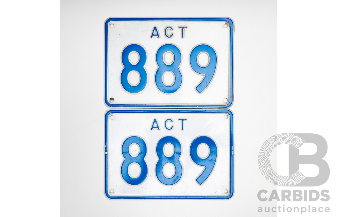 ACT 3 Digit Numerical Motor Vehicle Number Plate - 889