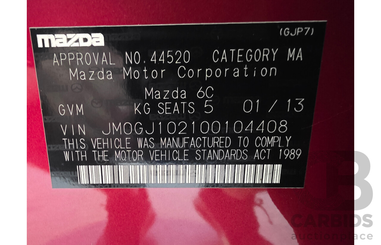 1/2013 Mazda 6 Touring FWD 6C 4d Sedan Red 2.2L